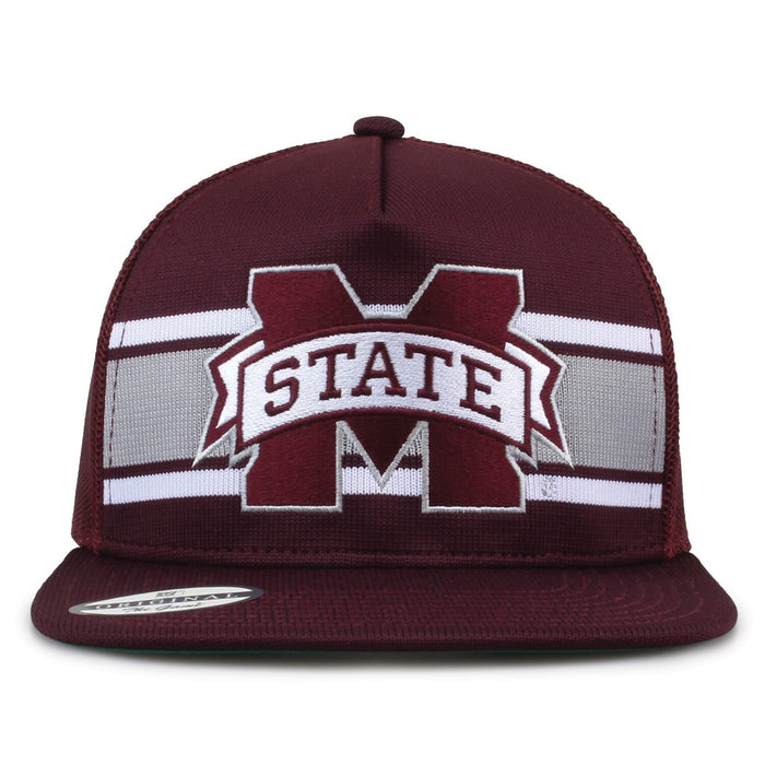 Mississippi State University Class of '92 trucker hat, front view with embroidered logo and stripes