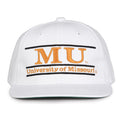 Missouri Retro Bar snapback hat in white, front view