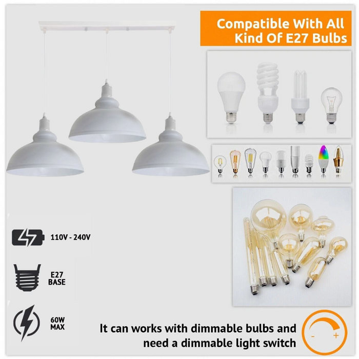 Modern 3 Way White colour Curvy Design Ceiling Pendant Light ~4323