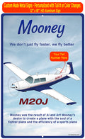 Mooney M20J / 201 (Blue/Tan/Red) HD Airplane Sign