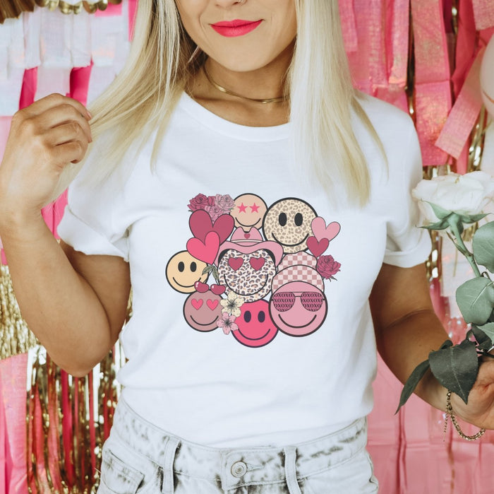 Multi Smiley Cowboy Valentines T-Shirt - Trendznmore