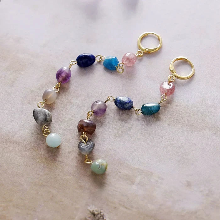 Natural 7 Stones Long Earrings