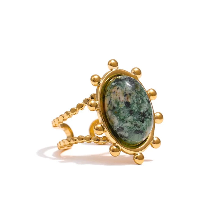 Natural African Turquoise Gold Plated Boho Ring