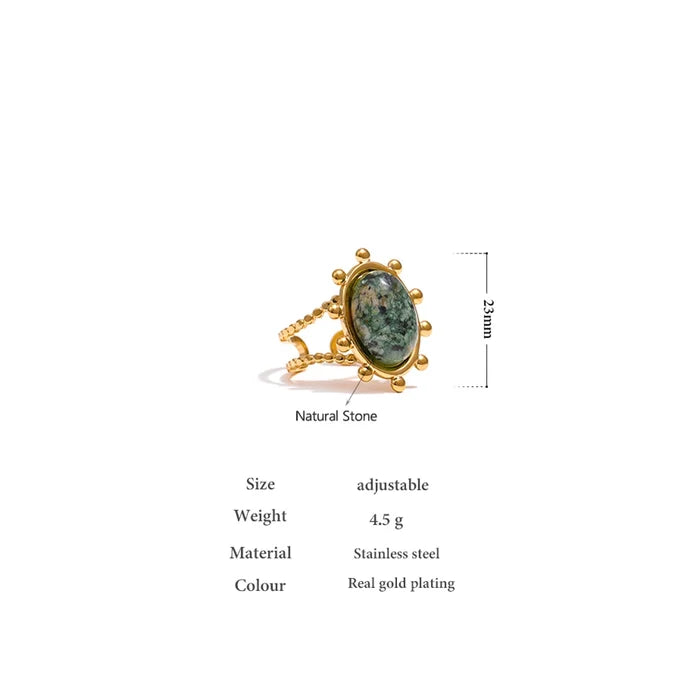 Natural African Turquoise Gold Plated Boho Ring