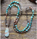 Natural Amazonite, Botswana Agate, Labradorite Boho Necklace