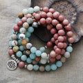 Natural Amazonite & Rhodonite 108 Beads Mala