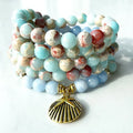Natural Aqua Terra Jasper & Aquamarine 108 Beads Mala
