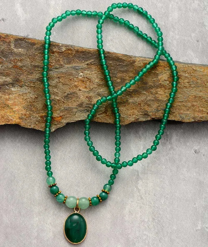 Natural Green Onyx & Aventurine 108 Beads Mala