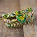 Natural Lime Jasper Heart Wrap Bracelet