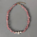 Natural Pink Tourmaline & Freshwater Pearls Choker Necklace