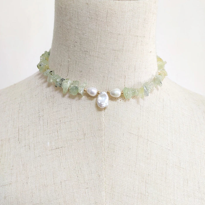 Natural Pink Tourmaline & Freshwater Pearls Choker Necklace
