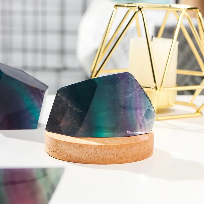 Natural Rainbow Fluorite Polyhedron Lamp
