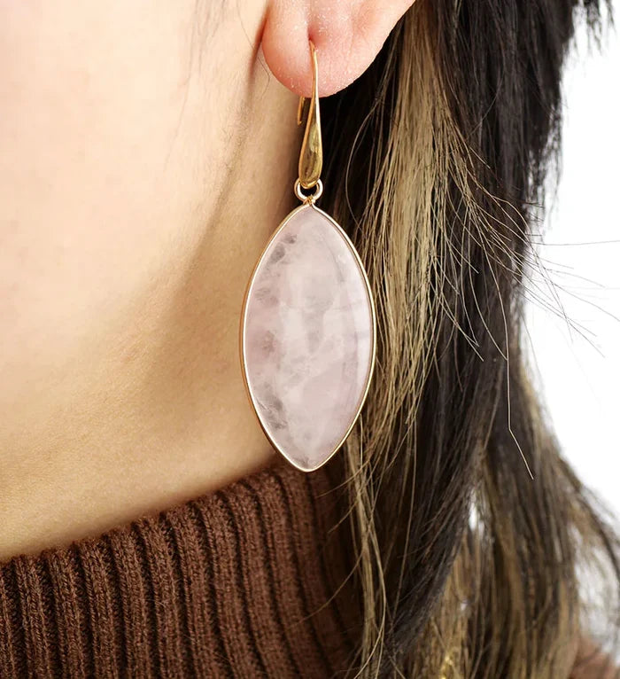 Natural Red Jasper Eye-Shaped Earrings