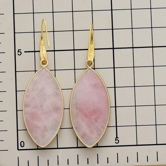 Natural Red Jasper Eye-Shaped Earrings
