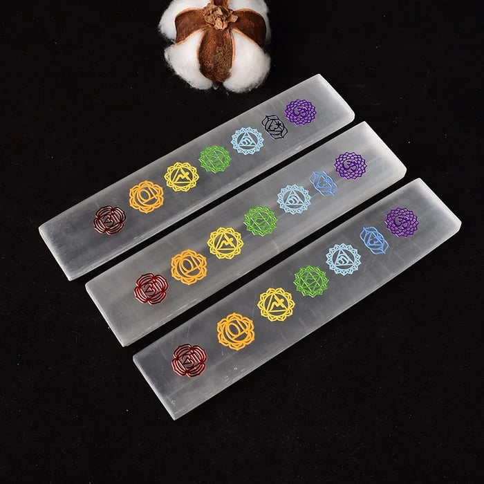 Natural Selenite Seven Chakras Stick