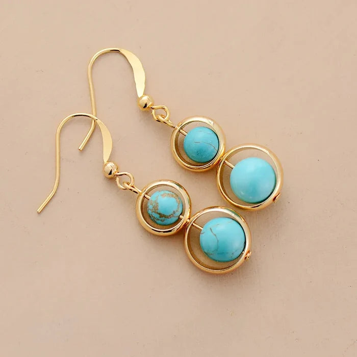 Natural Turquoise Gold Plated Calabash Earrings