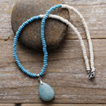 Natural Turquoise, Howlite & Amazonite Pendant Choker Necklace