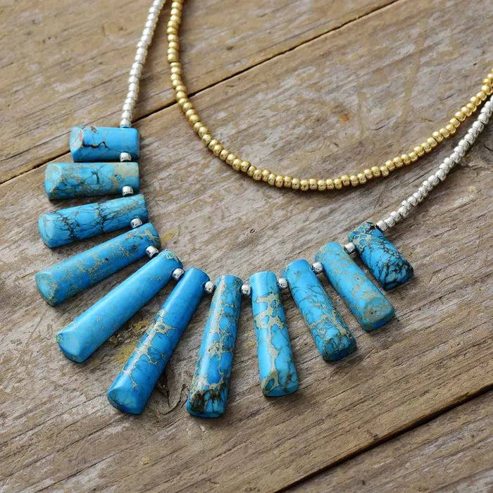 Natural Turquoise Jasper Multi-Layered Necklace