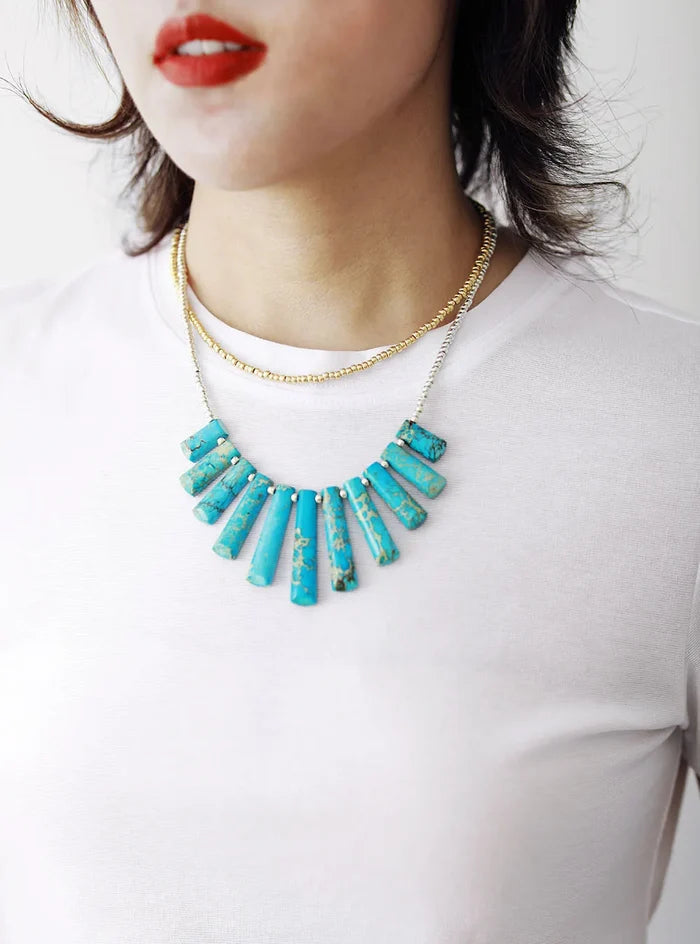 Natural Turquoise Jasper Multi-Layered Necklace