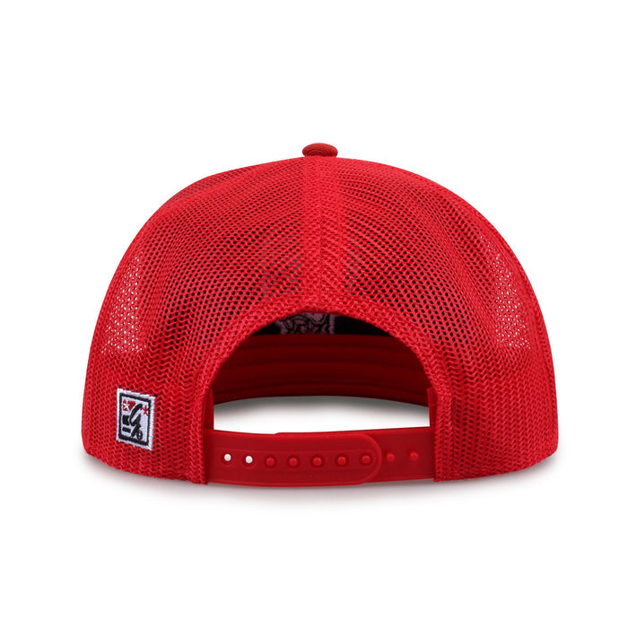 North Carolina State University Class of '92 trucker hat, rear view of mesh back and adjustable snapback closure