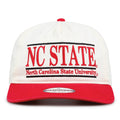 NC State Original Bar snapback hat with embroidered school design, front view