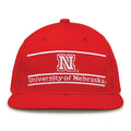 Nebraska Retro Bar snapback hat in red, front view
