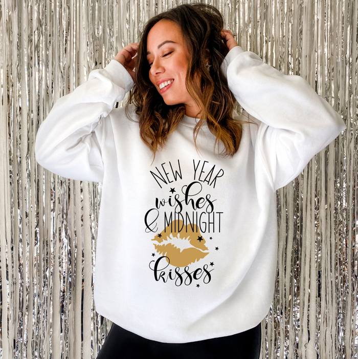 New Year Wishes and Midnight Kisses Crewneck Sweatshirt