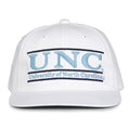 North Carolina Retro Bar snapback hat in white, front view