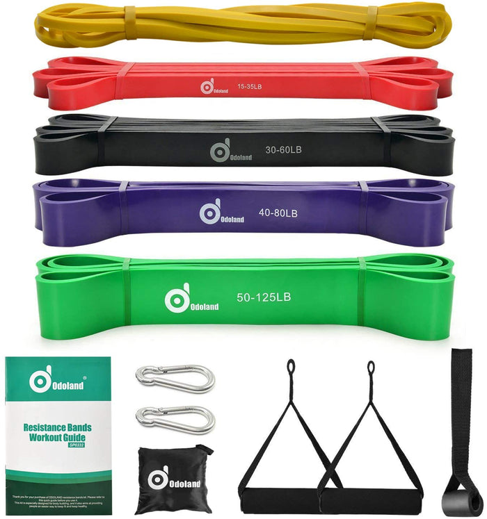 ODOLAND 5Pack Pull-Up Resistance Loop Bands for Stretching Power Lifting & Daily Workout