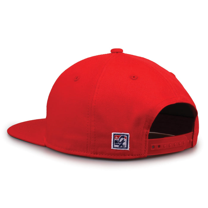 Ohio State Retro Bar snapback hat in red, rear view showing the adjustable snap closure