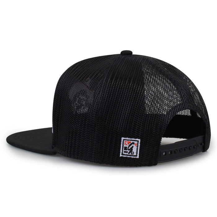 Oklahoma State University Class of '92 trucker hat, angled rear view showing mesh panels and snapback closure