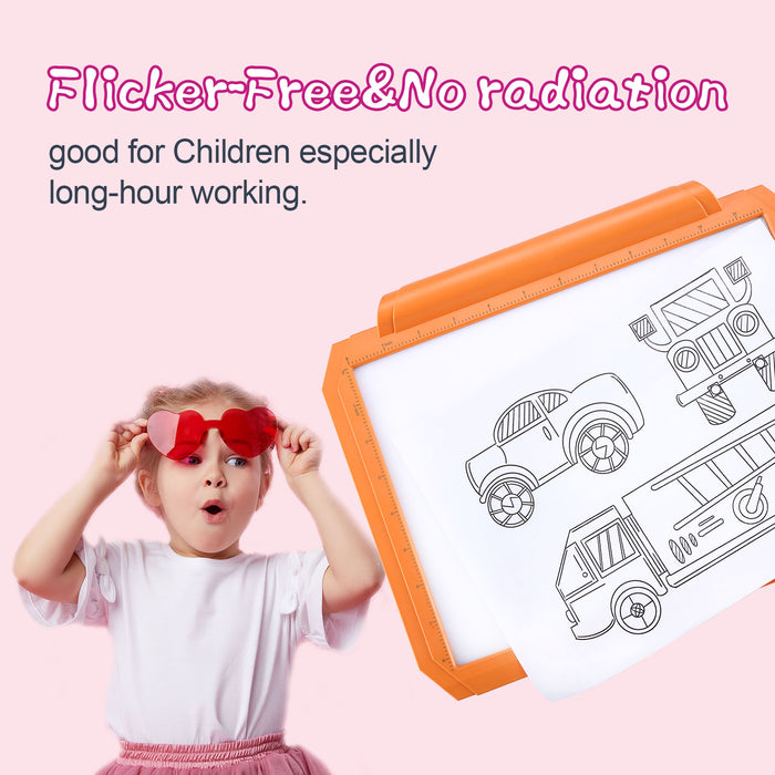 Orange A4 Led Tracing Light Pad Box Dimmable Brightness Drawing Sketching Animation