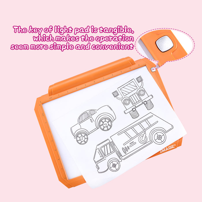 Orange A4 Led Tracing Light Pad Box Dimmable Brightness Drawing Sketching Animation