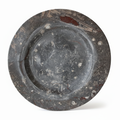 Orthoceras Fossil Charger Plate Ancient Black Stone 13.5 Inch