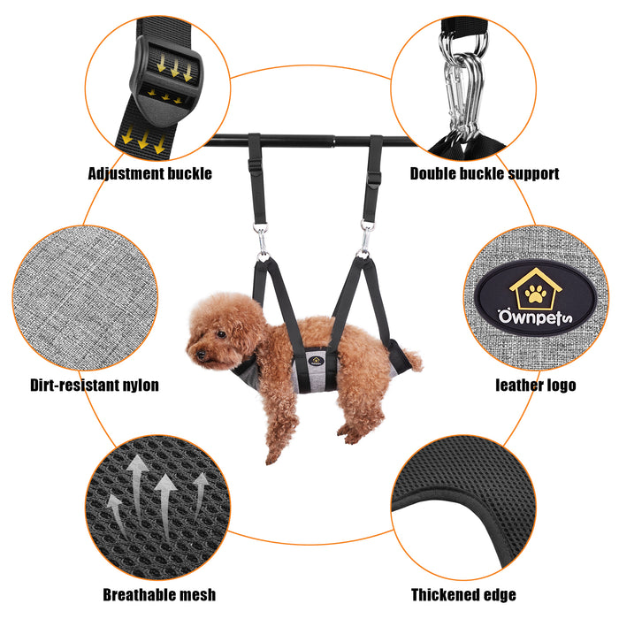 Ownpets Pet Grooming Hammock, Dog Grooming Hammock with Carabiners for Grooming, Hair Nail Trimming Cutting Size S