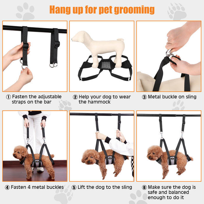 Ownpets Pet Grooming Hammock, Dog Grooming Hammock with Carabiners for Grooming, Hair Nail Trimming Cutting Size S
