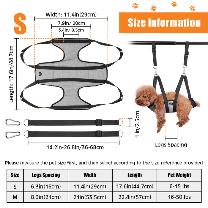 Ownpets Pet Grooming Hammock, Dog Grooming Hammock with Carabiners for Grooming, Hair Nail Trimming Cutting Size S