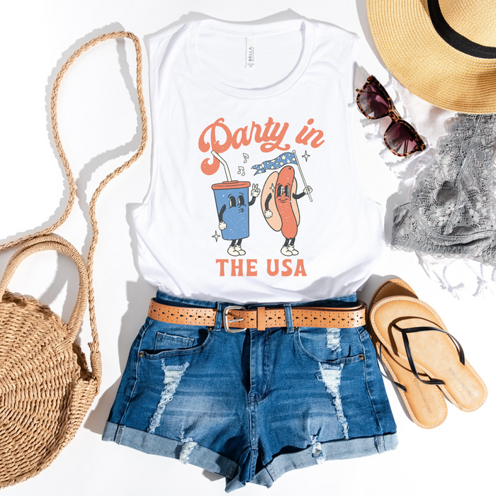 Party in the USA Retro Bella Canvas Muscle Tank Top