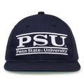 Penn State Retro Bar snapback hat in navy, front view