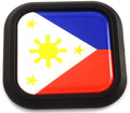 Philippines Flag Square Black rim Emblem Car 3D Decal Badge Bumper sticker 2"