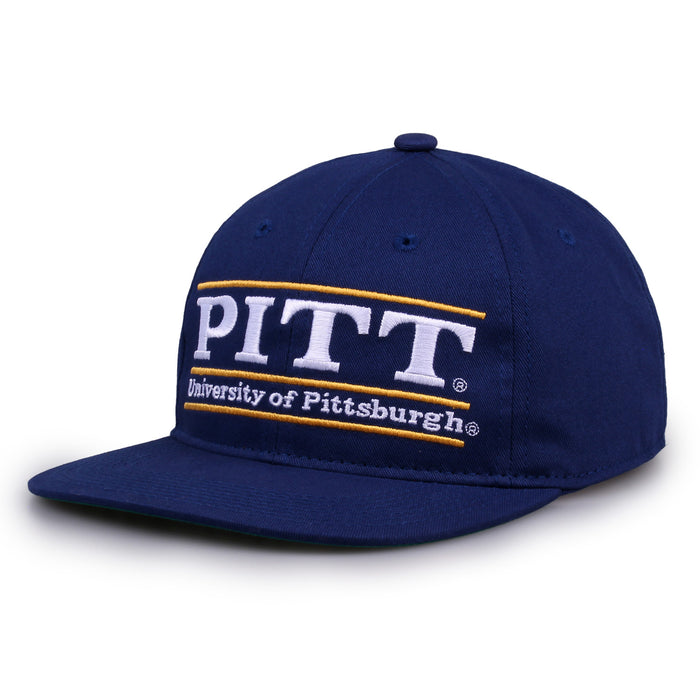Pittsburgh Retro Bar snapback hat in royal blue, angled view