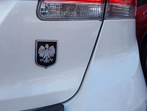 Poland Polska Eagle Black Chrome Plastic car Emblem Decal Sticker Crest PBC