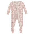 Print Zip Ruffle Footie - Baby Rose Daisy Crowns