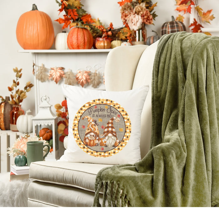 Pumpkin Spice is Always Nice Fall Gnome Pillow Cover - Trendznmore