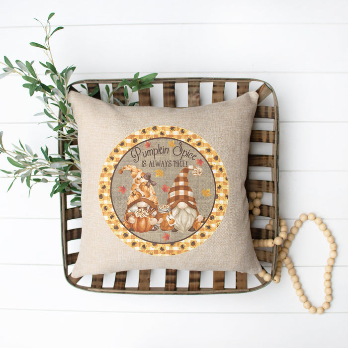 Pumpkin Spice is Always Nice Fall Gnome Pillow Cover - Trendznmore