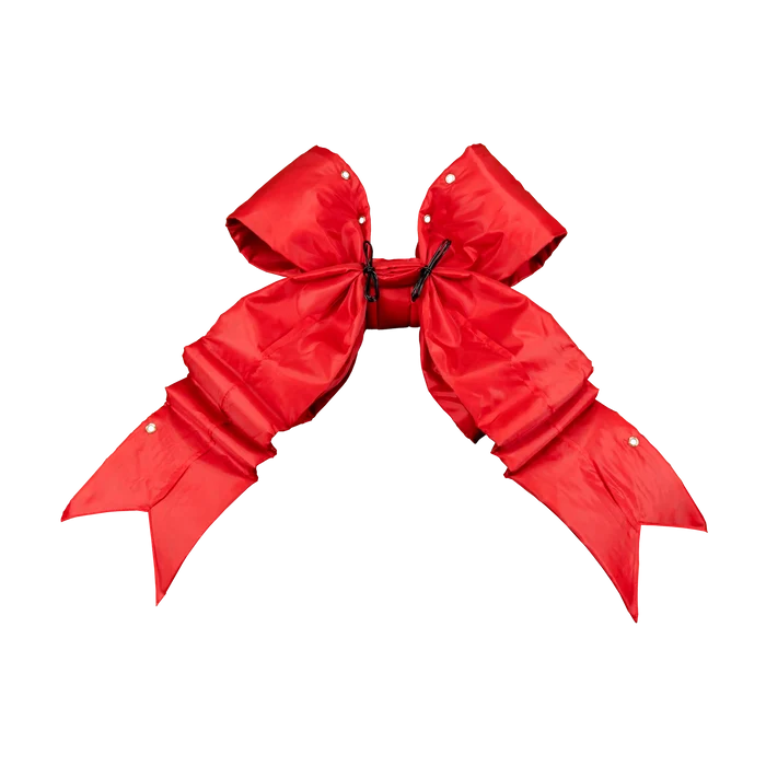 Red Structural Bow featuring oversized loops, layered pointed tails, and a bright satin finish.