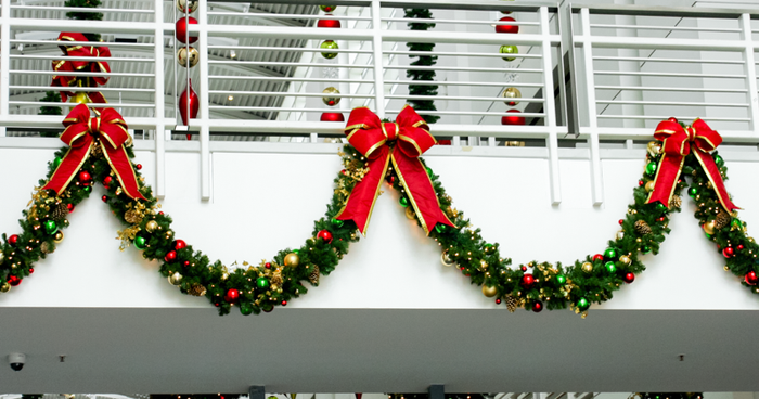 Dekra-Lite Burgundy Structural Bow with Gold Trim 18" & 24" on Garland