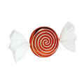 Red and white swirl jumbo candy ornament featuring a glossy red round center with a white spiral design and glittered white wrapper ends.