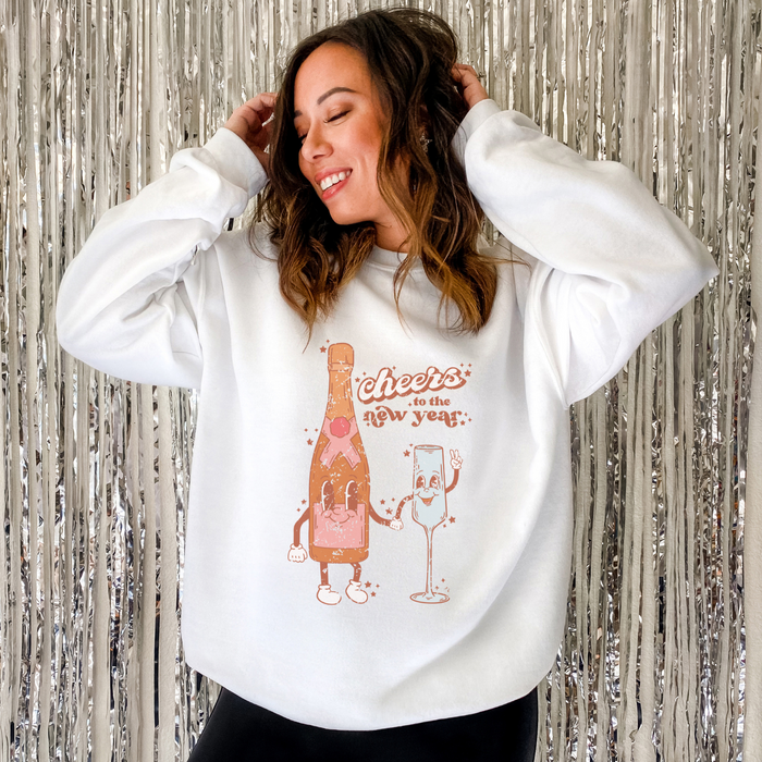 Retro Cheers to the New Year Crewneck Sweatshirt