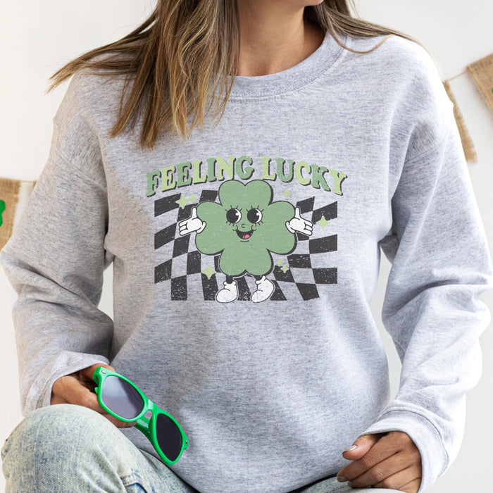Retro Feeling Lucky St. Patrick's Day Crewneck Sweatshirt - Trendznmore